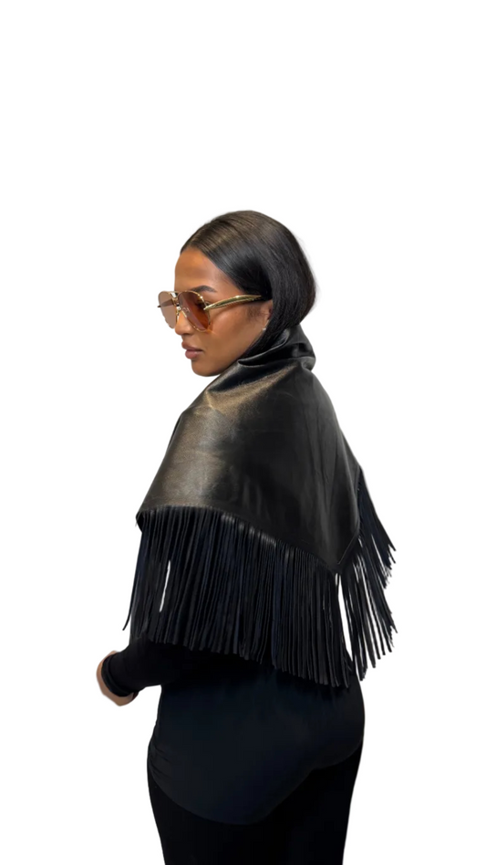 Leather Tasselled Triangle Scarf