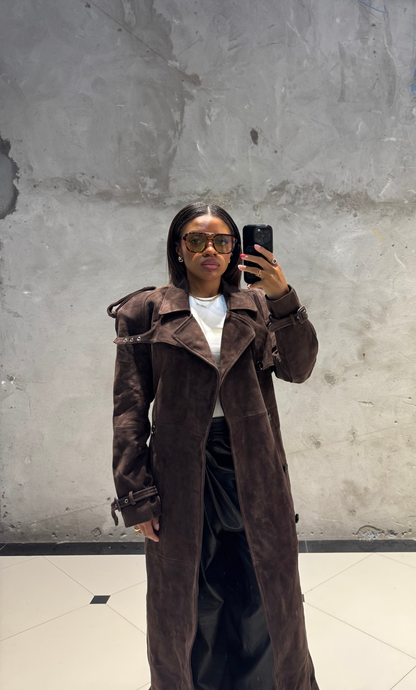 Truffle Suede Trench Coat