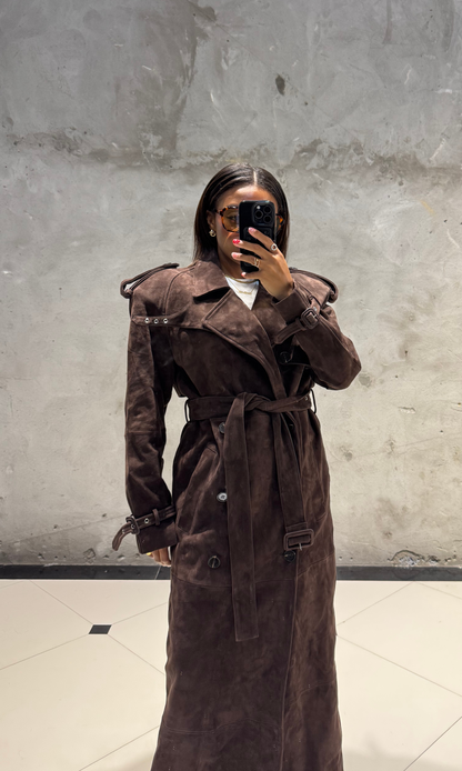Truffle Suede Trench Coat