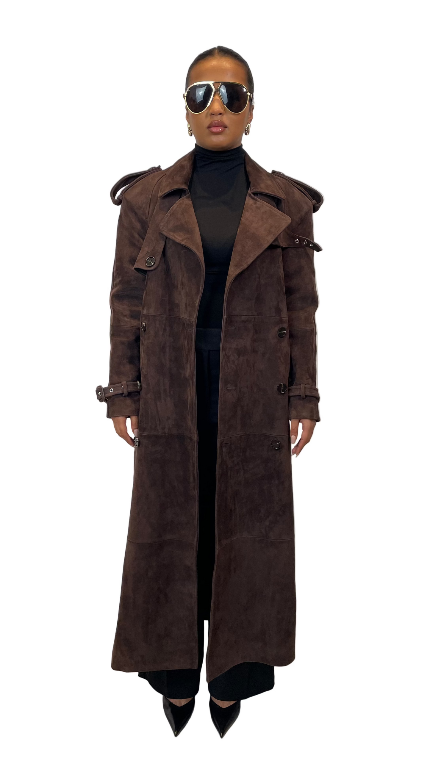 Truffle Suede Trench Coat