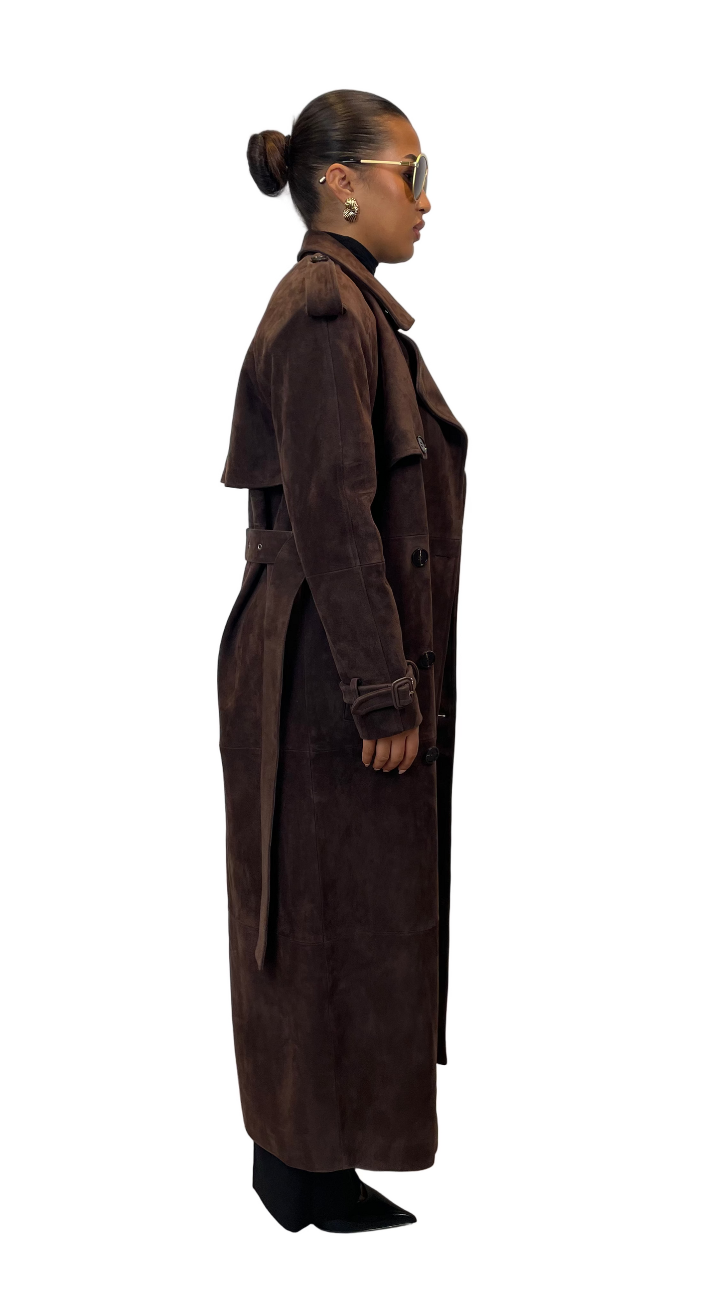 Truffle Suede Trench Coat