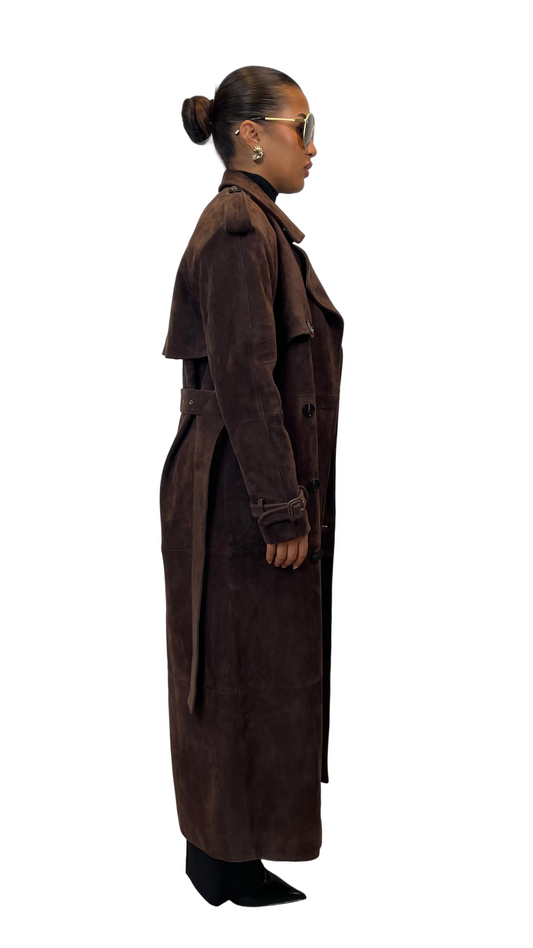 Truffle Suede Trench Coat