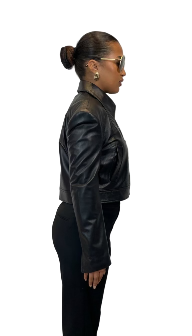 Onyx Black Leather Shirt (Plain)