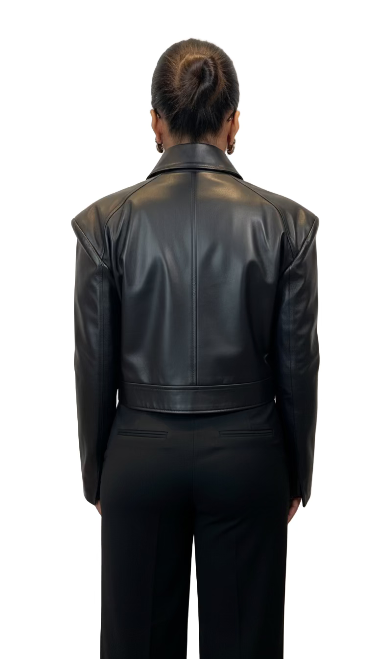 Onyx Black Leather Shirt (Plain)