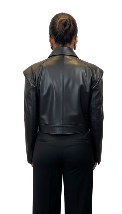 Onyx Black Leather Shirt (Plain)