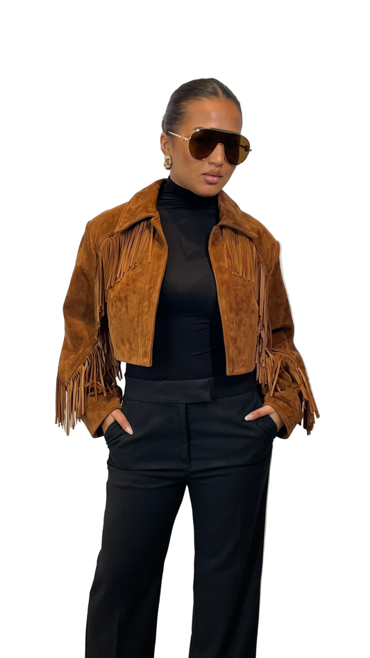 Sasha Suede Tassled Bomber