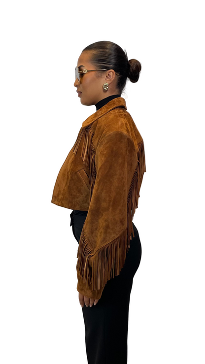 Sasha Suede Tassled Bomber