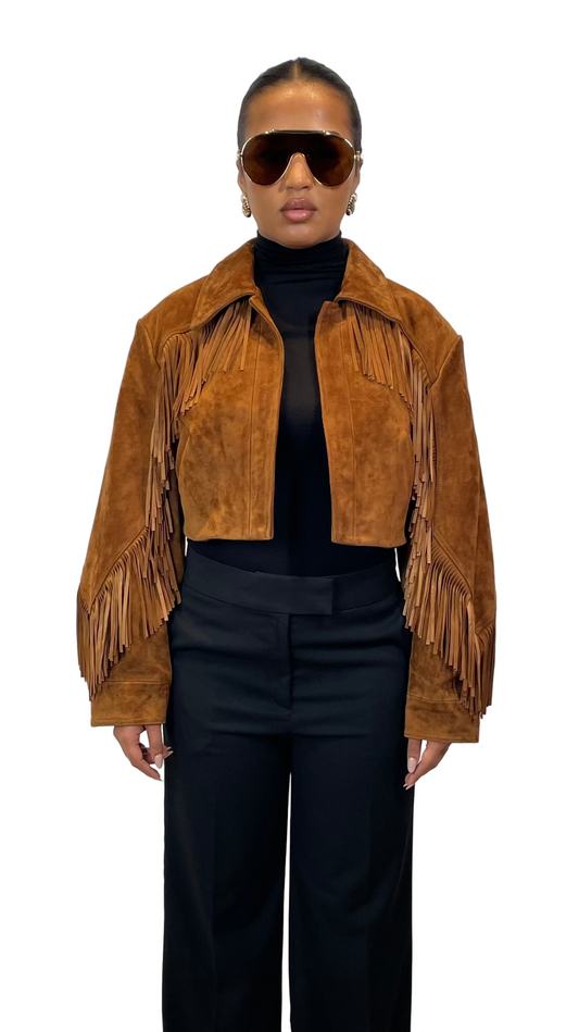 Sasha Suede Tassled Bomber