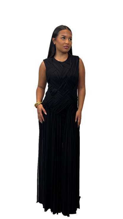 Cross Woven Black Detail Dress