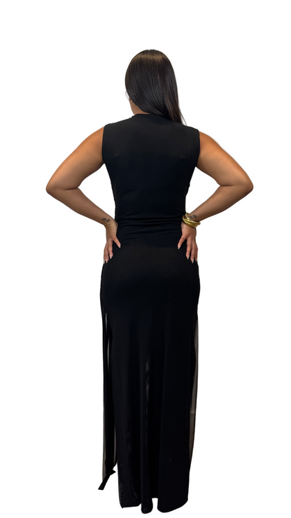 Cross Woven Black Detail Dress