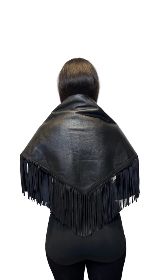 Leather Tasselled Triangle Scarf